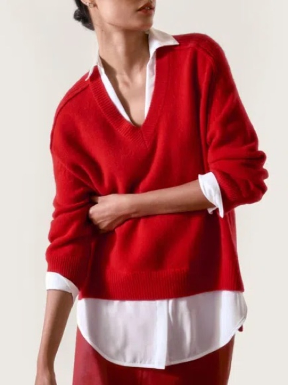 Brochu Walker V-Neck Sweater in Red